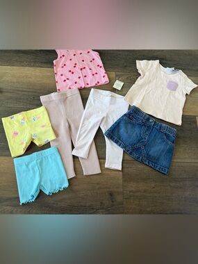 12 months girls clothing 7 pc shirt pants shirts shorts cat & jack garanimals